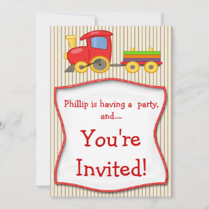 Boys Train Birthday Party Invitation Kaart