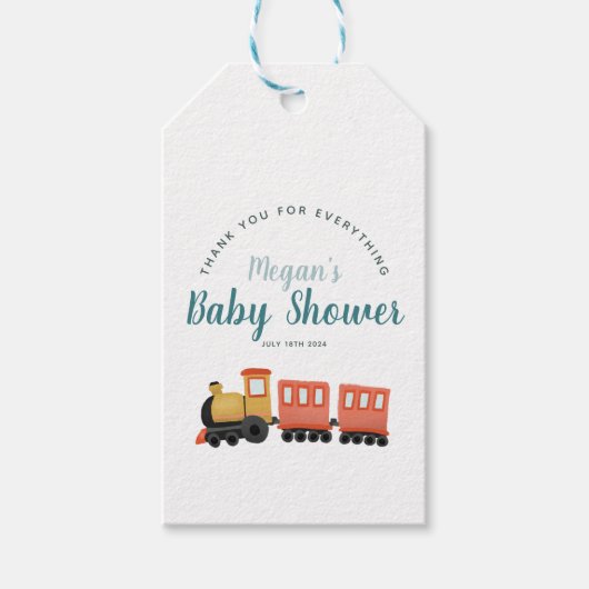 Boys Train Dank u Baby shower schattige gunst Cadeaulabel (Voorkant)