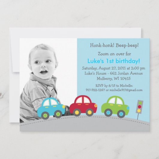 Boys Transportauto Foto van Birthday Kaart (Voorkant)