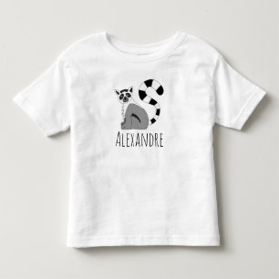 Boys Trendy Cute Oerwoud Lemur en Name Kinder Shirts