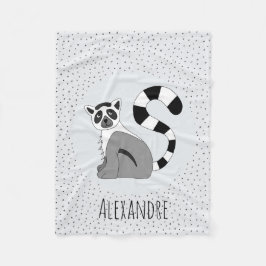 Boys Trendy Cute Oerwoud Lemur & Name Kinder Fleece Deken