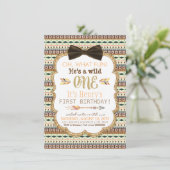 Boys Tribal First Birthday Party Uitnodiging (Staand voorkant)