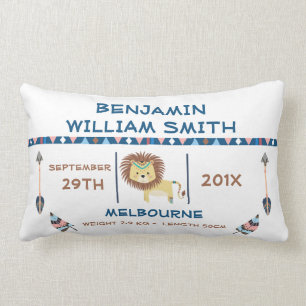 Boys Tribal Lion Birth Announcement Kussen
