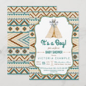 Boys Tribal Teepee Aztec Baby shower Kaart (Voorkant / Achterkant)