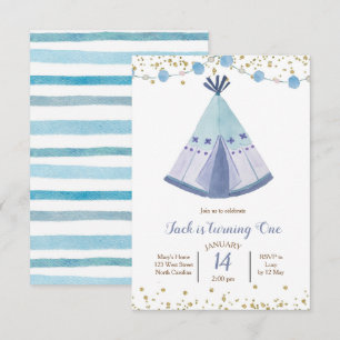 Boys Tribal Teepee Birthday Invitation Kaart