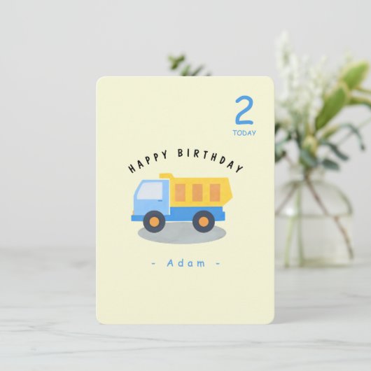 Boy's Truck Birthday Kaart (Staand voorkant)