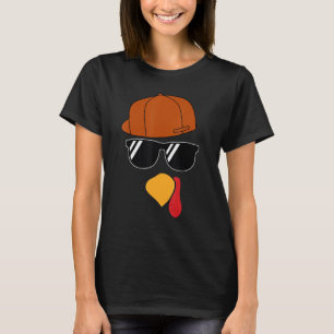 Boys Turkey Face Thanksgiving Trucker Hat Glasses T-shirt