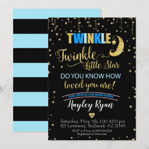 Boys Twinkle Twinkle Little Star Blue Baby shower Kaart