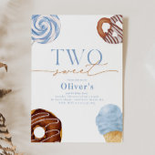 Boy's Two Sweet 2nd Verjaardag Uitnodiging