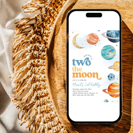 Boy's Two the Moon Party uitnodiging