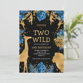 Boys Two Wild 2e verjaardag Blue Black Safari Kaart (Staand voorkant)