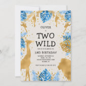 Boys Two Wild 2e verjaardag Blue Ecru Safari Kaart (Voorkant)