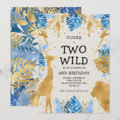 Boys Two Wild 2e verjaardag Blue Ecru Safari Kaart (Voorkant / Achterkant)