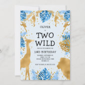 Boys Two Wild 2e verjaardag Blue Safari Kaart (Voorkant)