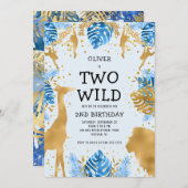 Boys Two Wild 2e verjaardag Blue Safari Kaart (Voorkant / Achterkant)