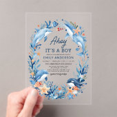 Boy's Under the Zee Blue Baby shower Acryl Uitnodigingen (Insitu (Draagbaar))