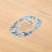 Boy's Under the Zee Blue Baby shower Acryl Uitnodigingen (Laagn)