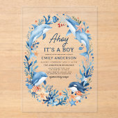 Boy's Under the Zee Blue Baby shower Acryl Uitnodigingen (Voorkant)