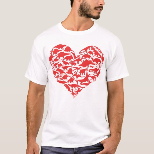 Boys Valentijnsdag Dinosaur Heart Kinder Dino Gif T-shirt (Voorkant)