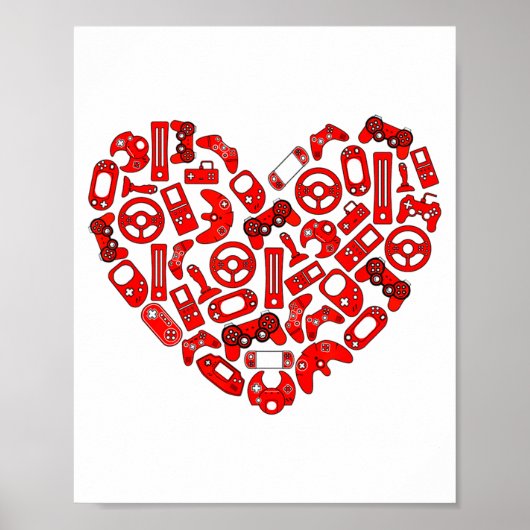 Boys Valentines Day Gaming Video Gamer Controller  Poster (Voorkant)