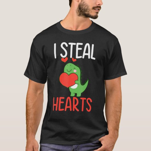 Boys Valentines Day Kids Trex I Steal Hearts T-shirt (Voorkant)