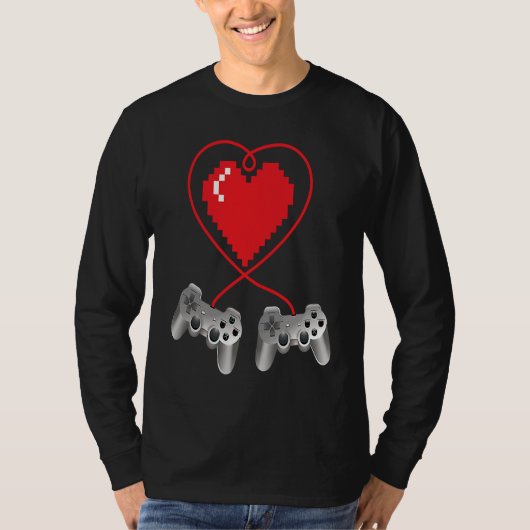 Boys Valentines Day Video Game Controller Heart Ga T-shirt (Voorkant)