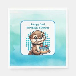 Boy's Verjaardagsfeestje Otter Thema gepersonalise Servet