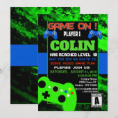 Boys Video Game Birthday Party Uitnodiging (Voorkant / Achterkant)