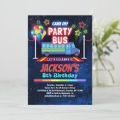 Boys Video Game Party Bus Uitnodiging (Staand voorkant)