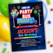 Boys Video Game Party Bus Uitnodiging