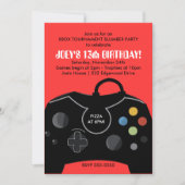 BOYS VIDEO GAME SLUMBER PARTIJ INVITE RED KAART (Voorkant)