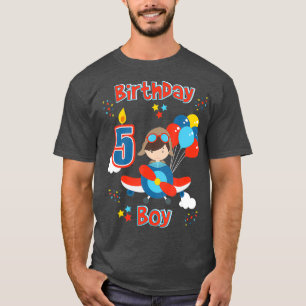 Boys vijfde vliegtuig vijf jaar oud t-shirt