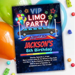Boys VIP Limo Birthday Party Invitation Kaart