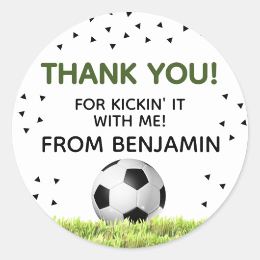 Boys Voetbal Sportsport Dank je wel, jullie kinder Ronde Sticker (Voorkant)