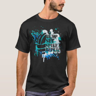 Boys Volleyball Paint Splatter Bump Set Spike Repe T-shirt