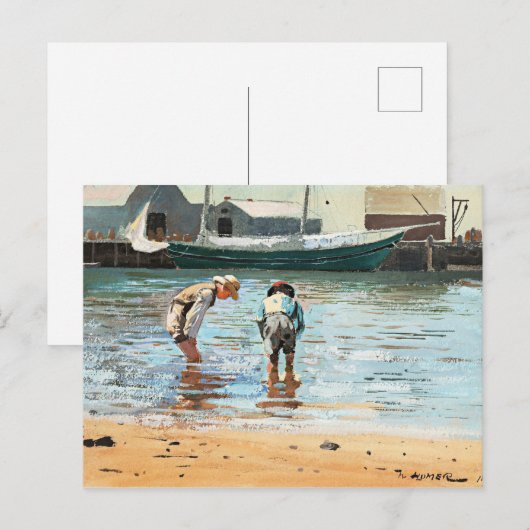 Boys Wading, beroemd kunstwerk van Winslow Homer Briefkaart (Voorkant / Achterkant)