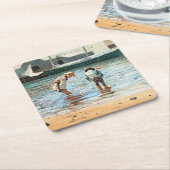 Boys Wading, beroemd kunstwerk van Winslow Homer Kartonnen Onderzetters (Schuin)
