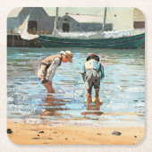 Boys Wading, beroemd kunstwerk van Winslow Homer Kartonnen Onderzetters (Voorkant)