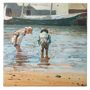 Boys Wading, beroemd kunstwerk van Winslow Homer Tegeltje