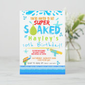 Boys Water Pistool Waterballon Zwemfeest Kaart (Staand voorkant)