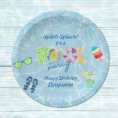 Boy's Water Zwembad Verjaardagsfeestje Papieren Bordje