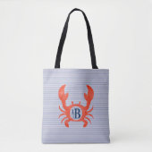 Boys Waterverf Crab Monogram Circlel Tote Bag (Voorkant)