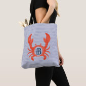 Boys Waterverf Crab Monogram Circlel Tote Bag (Dichtbij)