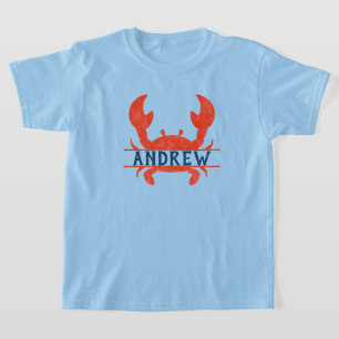 Boys Waterverf Crab Split Name T-shirt