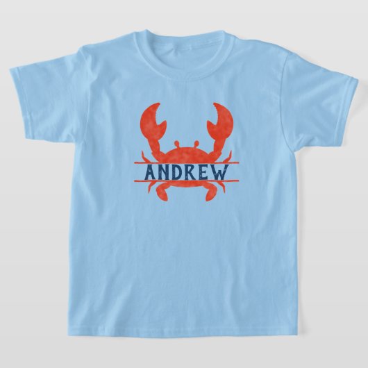 Boys Waterverf Crab Split Name T-shirt (Laagn)