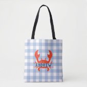 Boys Waterverf Crab Split Name Tote Bag (Voorkant)