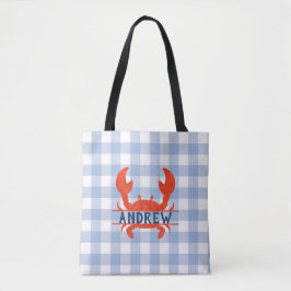 Boys Waterverf Crab Split Name Tote Bag