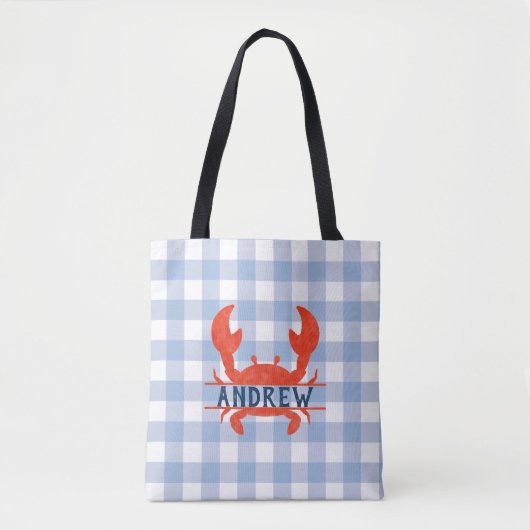 Boys Waterverf Crab Split Name Tote Bag (Voorkant)