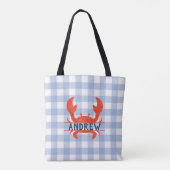 Boys Waterverf Crab Split Name Tote Bag (Achterkant)