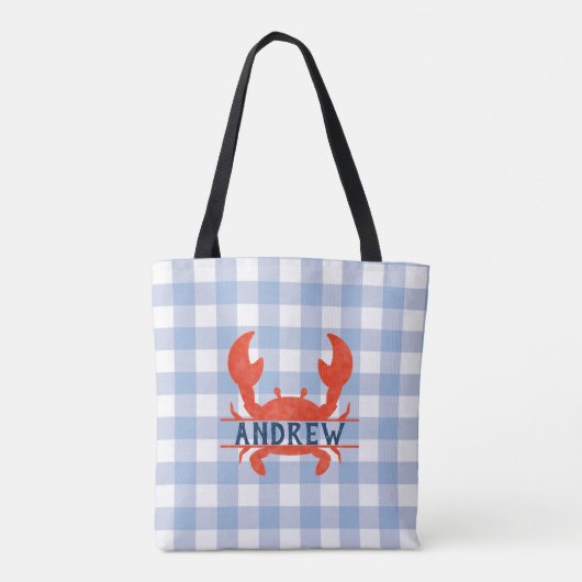 Boys Waterverf Crab Split Name Tote Bag (Achterkant)